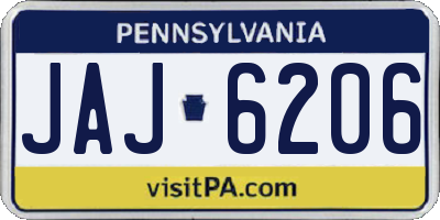 PA license plate JAJ6206