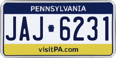 PA license plate JAJ6231