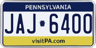 PA license plate JAJ6400