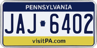 PA license plate JAJ6402