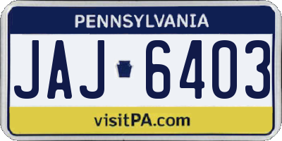 PA license plate JAJ6403