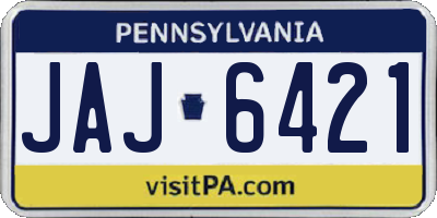 PA license plate JAJ6421