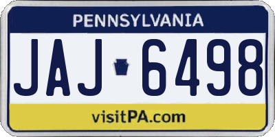 PA license plate JAJ6498