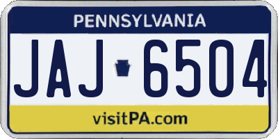 PA license plate JAJ6504