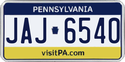 PA license plate JAJ6540