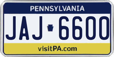 PA license plate JAJ6600