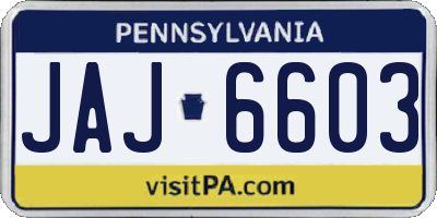 PA license plate JAJ6603