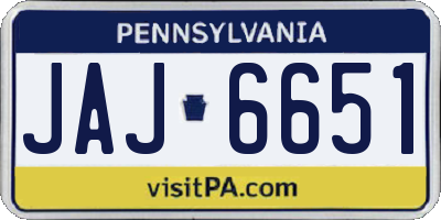 PA license plate JAJ6651