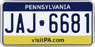 PA license plate JAJ6681