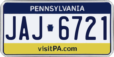 PA license plate JAJ6721