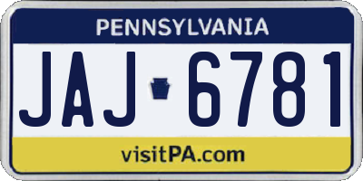PA license plate JAJ6781
