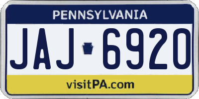 PA license plate JAJ6920