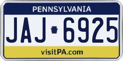 PA license plate JAJ6925