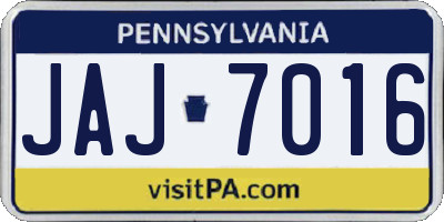 PA license plate JAJ7016