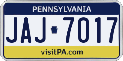 PA license plate JAJ7017