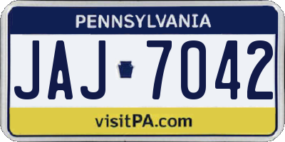 PA license plate JAJ7042