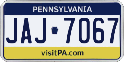 PA license plate JAJ7067