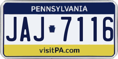 PA license plate JAJ7116