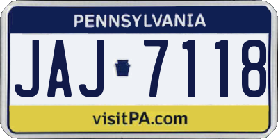 PA license plate JAJ7118