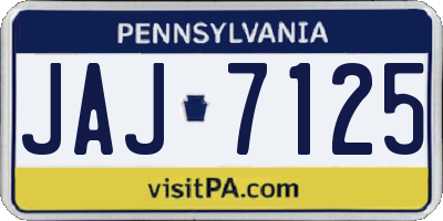 PA license plate JAJ7125