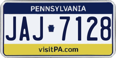 PA license plate JAJ7128