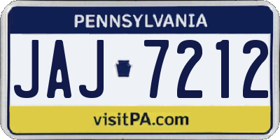 PA license plate JAJ7212
