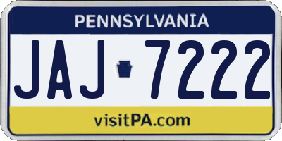 PA license plate JAJ7222