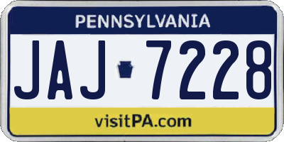 PA license plate JAJ7228