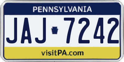 PA license plate JAJ7242