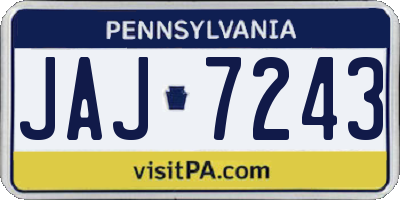 PA license plate JAJ7243