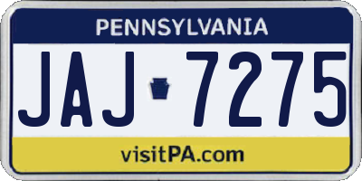 PA license plate JAJ7275