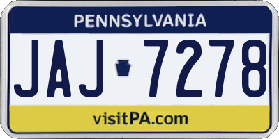 PA license plate JAJ7278