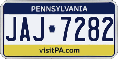 PA license plate JAJ7282