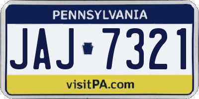 PA license plate JAJ7321