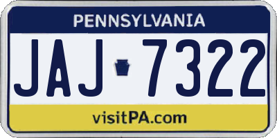 PA license plate JAJ7322