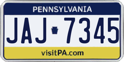 PA license plate JAJ7345