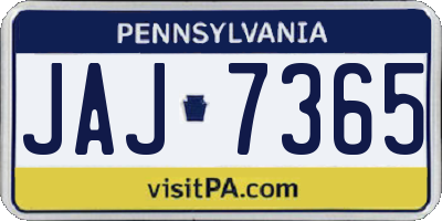 PA license plate JAJ7365
