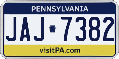 PA license plate JAJ7382
