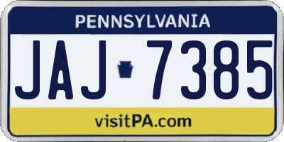 PA license plate JAJ7385