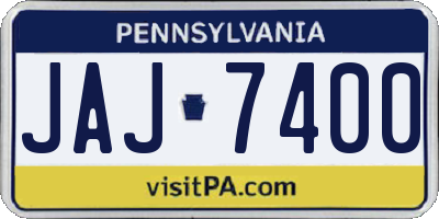 PA license plate JAJ7400