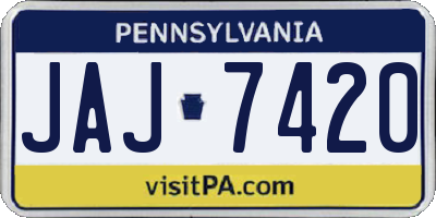 PA license plate JAJ7420