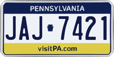 PA license plate JAJ7421