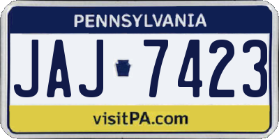 PA license plate JAJ7423
