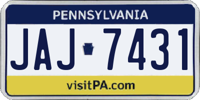 PA license plate JAJ7431