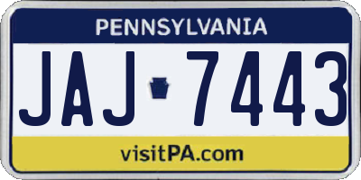 PA license plate JAJ7443