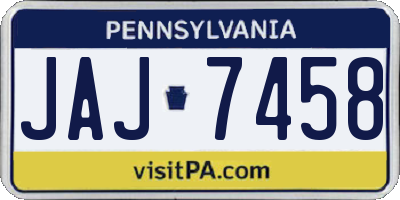 PA license plate JAJ7458