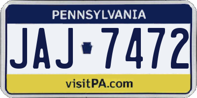 PA license plate JAJ7472