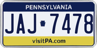 PA license plate JAJ7478