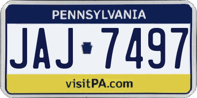 PA license plate JAJ7497