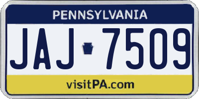 PA license plate JAJ7509